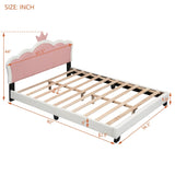 ZNTS Full size Upholstered Princess Bed With Crown Headboard,Full Size Platform Bed with Headboard and N733P180808K