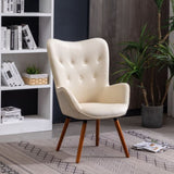 Doarnin Contemporary Silky Velvet Tufted Button Back Accent Chair, White T2574P164270