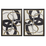 Gold Foil Abstract 2-piece Framed Canvas Wall Art Set B03598857