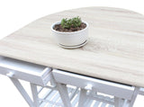 Foldable With Wooden Handle Semicircle Dining Cart With Round Stools White 37144410