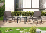 Outdoor Square Metal Side Table with Slatted Top, Black 03425637
