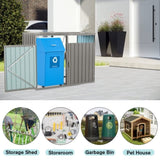 Garbage Bin Shed Stores 2 Trash Cans Metal Outdoor Bin Shed for Garbage Storage,Stainless Galvanized W540133888