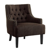 Modern Traditional Accent Chair Button Tufted Chocolate-hued Textured Fabric Upholstery Solid Wood B011P182652