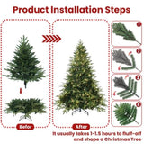 Artificial 5ft Green Christmas Tree with 1419 PE/PVC Mixed Branch Tips, 300L warm white led, Steel 42598236