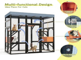 Large Outdoor Cat Enclosure Catio with 5 Platforms & 2 Napping Houses, Secure Metal Wire, Easy 84290516