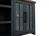 96 inch TV Stand Console for TVs up to 100 inches, No Assembly Required, Black and Whiskey Finish B108P160147