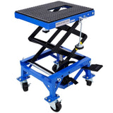 300 lbs Hydraulic Motorcycle Scissor Jack Lift Foot Step Wheels for Small Dirt Bikes,blue color 39700663