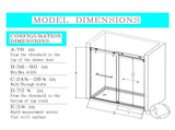 For 56-60 inches * 76 inches Frameless Double Sliding Shower Door in Matte Black , 3/8 inches W1552P239509