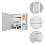 Minsk Medicine Cabinet, Mirror, Two External Shelves, Single Door Cabinet, Three Interior Shelves B128P148749