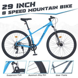 29 Inch Wheels 8 Speed Mountain Bike, for Men Women Boys and Girls, Front Suspension, Steel Frame W1019P225392
