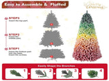 6ft Rainbow Gradient Flocked PVC Christmas Tree 1326 Tips, Colorful Full-Bodied Artificial Pine 11037711