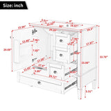30 Inch Vanity with Ceramic Sink, Grey with 3 Drawers, Solid Wood Frame Modern N710P247499B
