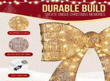 Pre-lit Outdoor Giant Bowknot Christmas Decoration, Lighted Metal Frame with 124 Warm White LED 60463986