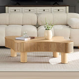 42.52 Inch Modern Wooden Handcraft Drum Coffee Table Irregular Shaped Coffee Table for Living W2582P251209