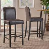 Barstools Set of 2, Counter Height Upholstered Bar Stools for Kitchen Island, Dark Brown Rubberwood N779P254675B