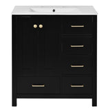30'' Bathroom Vanity with Ceramic Sink Combo, Solid Wood Frame Bathroom Storage Cabinet, N710P194420B