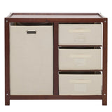Wooden Frame Removable Top Brown Painted Pine Children's Cot with 3 Fabric Drawers 1 Fabric Bag 46422703