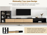 ON-TREND 74.8''-126'' Extendable TV Stand with 3 Tier Bookshelves for TVs up to 110'', Adjustable WF531669AAB
