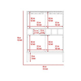 Bar Cabinet Puertu, Six Wine Cubbies, Double Door Cabinet, Light Gray Finish B092123057