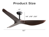 Modern 52 Inch Indoor Ceiling Fan No Light With 6 Speed Remote Control 3 ABS Blade Reversible DC W934P207799
