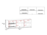 Lydia Wall Cabinet kitchen in Melamine wit 4 Doors and Glass Storage, Natural Oak B128P287519