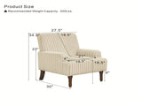 Modern Accent Chair with 3.5cmW Wide Wale Corduroy, 9" Solid Wood Legs, Comfortable Upholstered 91877293