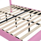 Full Size Upholstered Bed Frame with LED Lights, Modern Upholstered Princess Bed with Crown W2770P190360