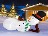 9.8 FT Lighted Christmas Inflatable Decoration, Large Inflatable Lying Snowman, Funny Blow Up Yard 62074285