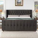 David Tufted Wingback King Bed, Dark Charcoal Grey Velvet B2719P245935