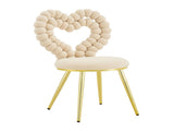Set of 2 Unique Heart Bubble Tufted Accent Chair, Plush Velvet Chair with Shiny Gold Metal Frame, W3875P446139