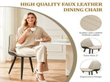 Khaki Grey PU Leather Dining Chair with Metal Legs, Wave Pattern Upholstered Armless Chair Set of T3967P409194