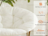 Faux Fur Folding Saucer Chair, Foldable Accent Chair for Adults, Soft Plush Seat, Lightweight & 12121906