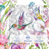 Colorful Bird Flower Design Quilt Set 3 Pieces Queen Size Soft Warm Bedding Set Include 1 Quilt And 11614767