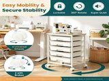 5-Drawer Rolling Storage Cart, Multifunctional Mobile Organizer Cart with Lockable Universal Wheels, 82086711