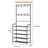 ZNTS Entryway Coat Hat Rack Shoe Storage Shelf 5 Tier Shoe Rack Freestanding Hall Tree Garment Hanger 14015095