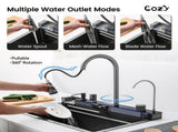 Pull-out Faucet Single Bowl Sink Kitchen Vegetable Sink 304 30"x18" Whale Waterfall Sink Stainless 08926983