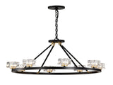 Matte Black Gold Wagon Wheel Chandelier Farmhouse Modern Small Crystal Round Chandelier for Living W1592P233064