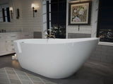 55" Acrylic Freestanding Bathtub, Stylish Deep Soaking Bathtub with Pop-up Drain & Integrated W1920P386218