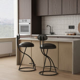 Bar Stools Upholstered Counter Height Barstools for Kitchen Island Set of 2 Modern PU Leather Dining W1757P167845