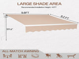98.4"D x 117"W x 59"H retractable awning Khaki 68786834