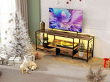 ZNTS TV Stand with LED Lights Power Outlets - TV Stand with Fabric Drawers for 65 70 75 Inches TV W2977P224347