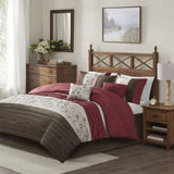 Embroidered 7 Piece Comforter Set Red King B03596927