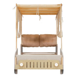 Wood Twin Size Car Bed with Pillow, Ceiling Cloth and LED, Natural WF309288AAM