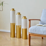Floor metal vase modern style decoration droplet shaped white metal vase 3-piece set gorgeous W2796P290484