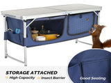 4FT Portable Folding Camping Table with Storage, Aluminum Outdoor Cooking Station with 2 Adjustable 53450673