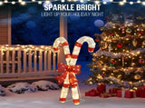 Lighted Candy Cane and Red Bowknot Christmas Decorations, Pre-lit 2D Holiday Decor with 100 Warm 14090929