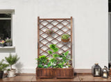 Wood Planter Raised Garden Bed with Trellis, 67 Inch Height Outdoor Garden Flower Standing Planter 45093764