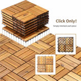 27 Pieces 12 x 12 Inch outdoor floor tilesAcacia Wood Interlocking Patio Deck Tile 92883574