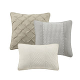 7 Piece Textured Cotton Blend Comforter Set Gray King B035128833