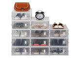 12 Pcs Plastic Shoe Storage Box, White PS Stackable Foldable Shoe Box with Transparent Door, 84175859